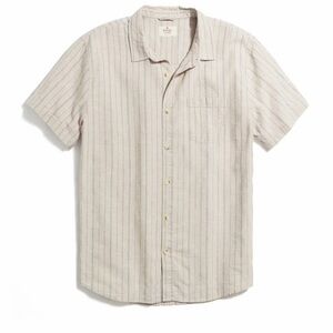 Hemp TENCEL™M Shirt in Khaki/Navy Stripe - Larger / Khaki/Navy Stripe